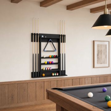 Supporto per stecche da biliardo Legno ingegnerizzato Nero