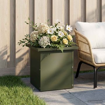 Fioriera da giardino con LED Verde Oliva 30 x 30 x 30 cm