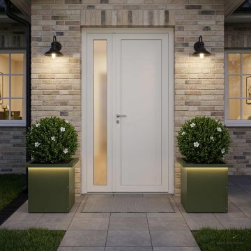 Fioriera da giardino con LED 2 pz Verde Oliva 30 x 30 x 30 cm