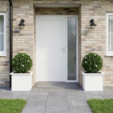 Fioriera da giardino con LED 2 pz Bianco 30 x 40 x 30 cm