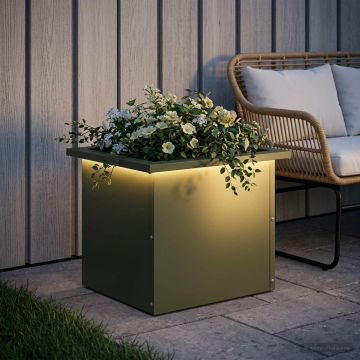 Fioriera da giardino con LED Verde Oliva 30 x 40 x 30 cm