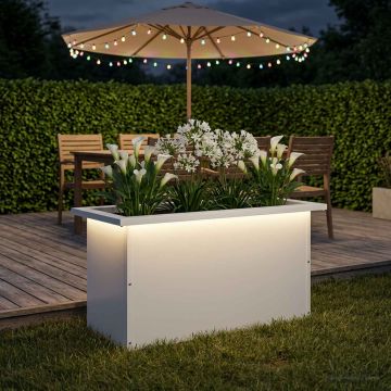 Fioriera da giardino con LED Bianco 30 x 60 x 30 cm Acciaio