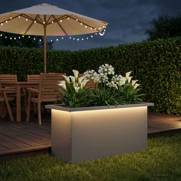 Fioriera da giardino con LED Antracite 30 x 60 x 30 cm Acciaio