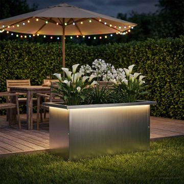 Fioriera da giardino con LED Argento 30 x 60 x 30 cm