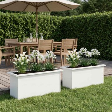 Fioriera da giardino con LED 2 pz Bianco 30 x 80 x 30 cm