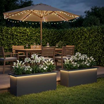Fioriera da giardino con LED 2 pz Antracite 30 x 80 x 30 cm