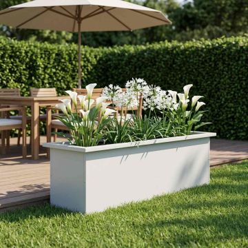 Fioriera da giardino con LED Bianco 30 x 100 x 30 cm Acciaio