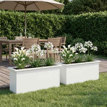 Fioriera da giardino con LED 2 pz Bianco 30 x 100 x 30 cm