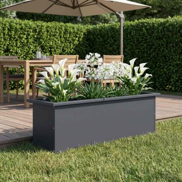 Fioriera da giardino con LED Antracite 30 x 100 x 30 cm Acciaio