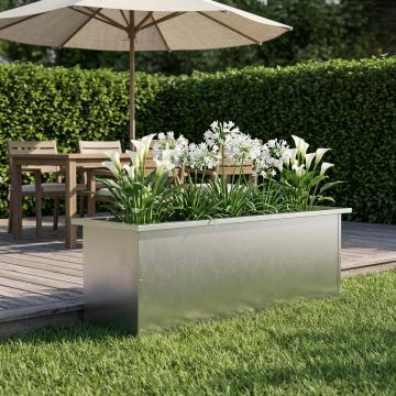 Fioriera da giardino con LED Argento 30 x 100 x 30 cm