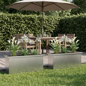 Fioriera da giardino con LED 2 pz Argento 30 x 100 x 30 cm