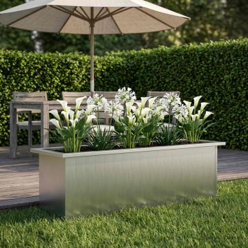 Fioriera da giardino con LED Argento 30 x 100 x 30 cm
