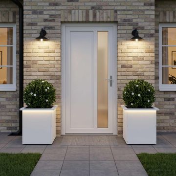 Fioriera da giardino con LED 2 pz Bianco 40 x 40 x 40 cm