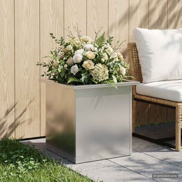 Fioriera da giardino con LED Argento 40 x 40 x 40 cm