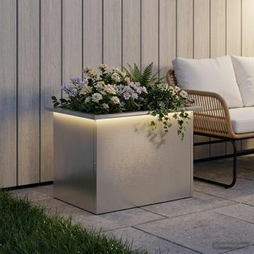 Fioriera da giardino con LED Argento 40 x 60 x 40 cm
