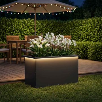 Fioriera da giardino con LED Nero 40 x 80 x 40 cm Acciaio