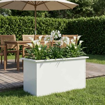 Fioriera da giardino con LED Bianco 40 x 80 x 40 cm Acciaio