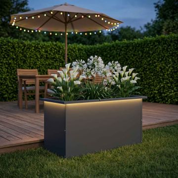 Fioriera da giardino con LED Antracite 40 x 80 x 40 cm Acciaio