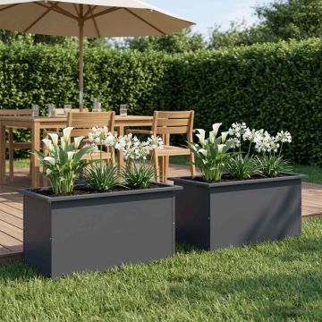 Fioriera da giardino con LED 2 pz Antracite 40 x 80 x 40 cm
