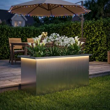 Fioriera da giardino con LED Argento 40 x 80 x 40 cm