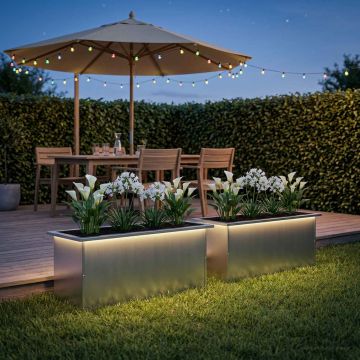 Fioriera da giardino con LED 2 pz Argento 40 x 80 x 40 cm