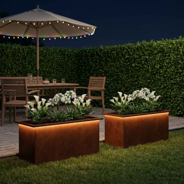 Fioriera da giardino con LED 2 pz Ruggine 40 x 80 x 40 cm