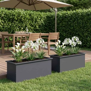 Fioriera da giardino con LED 2 pz Antracite 40 x 100 x 40 cm
