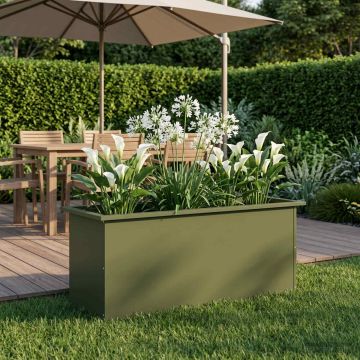 Fioriera da giardino con LED Verde Oliva 40 x 100 x 40 cm