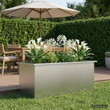 Fioriera da giardino con LED Argento 40 x 100 x 40 cm