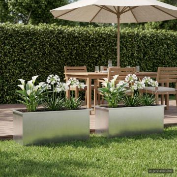 Fioriera da giardino con LED 2 pz Argento 40 x 100 x 40 cm