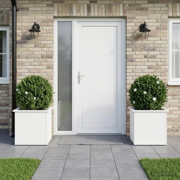 Fioriera da giardino con LED 2 pz Bianco 50 x 50 x 48 cm