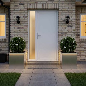 Fioriera da giardino con LED 2 pz Argento 50 x 50 x 48 cm