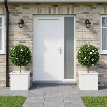 Fioriera da giardino con LED 2 pz Bianco 50 x 60 x 48 cm