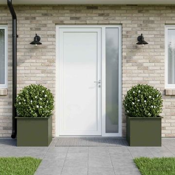 Fioriera da giardino con LED 2 pz Verde Oliva 50 x 60 x 48 cm