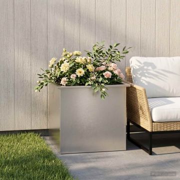 Fioriera da giardino con LED Argento 50 x 60 x 48 cm