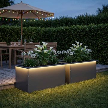 Fioriera da giardino con LED 2 pz Antracite 50 x 80 x 48 cm