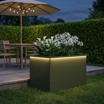 Fioriera da giardino con LED Verde Oliva 50 x 80 x 48 cm