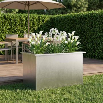 Fioriera da giardino con LED Argento 50 x 80 x 48 cm