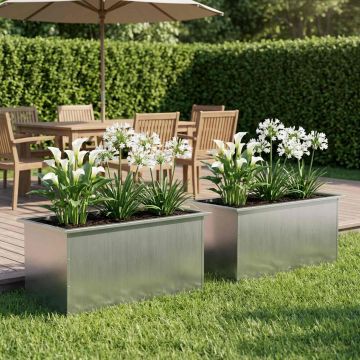 Fioriera da giardino con LED 2 pz Argento 50 x 80 x 48 cm