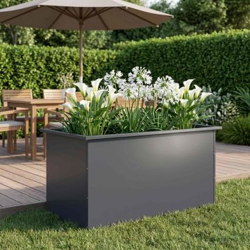 Fioriera da giardino con LED Antracite 50 x 100 x 48 cm Acciaio