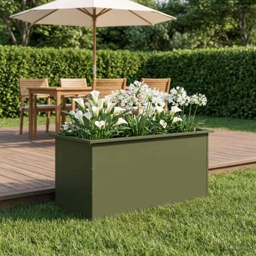 Fioriera da giardino con LED Verde Oliva 50 x 100 x 48 cm