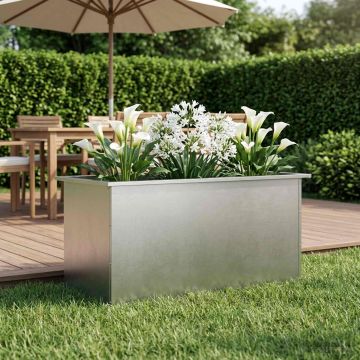 Fioriera da giardino con LED Argento 50 x 100 x 48 cm