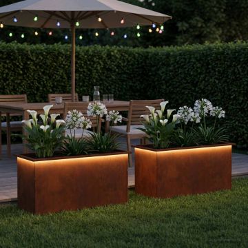 Fioriera da giardino con LED 2 pz Ruggine 50 x 100 x 48 cm