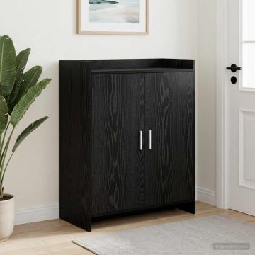 Mobile per scarpe con porta Rovere Nero 73,5 x 36 x 92 cm