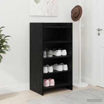 Mobile per scarpe con archiviazione Rovere Nero 48 x 36 x 92 cm