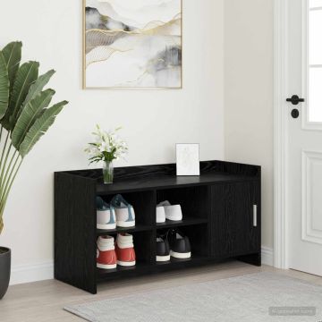 Mobile per scarpe con porta Rovere Nero 100 x 39,5 x 51 cm