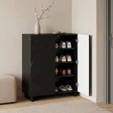 Scarpiera 73 x 38 x 87,5 cm Legno ingegnerizzato Nero