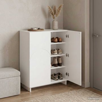 Scarpiera 73 x 38 x 87,5 cm Legno ingegnerizzato Bianco Lucido