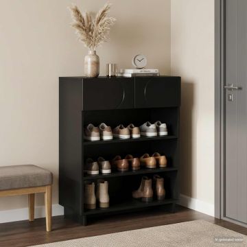Scarpiera 73 x 38 x 87,5 cm Legno ingegnerizzato Nero