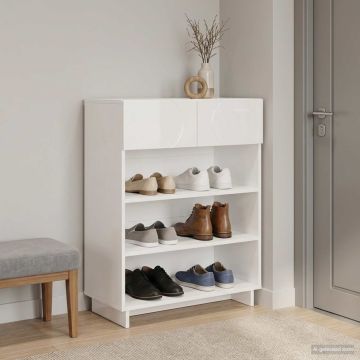 Scarpiera 73 x 38 x 87,5 cm Legno ingegnerizzato Bianco Lucido